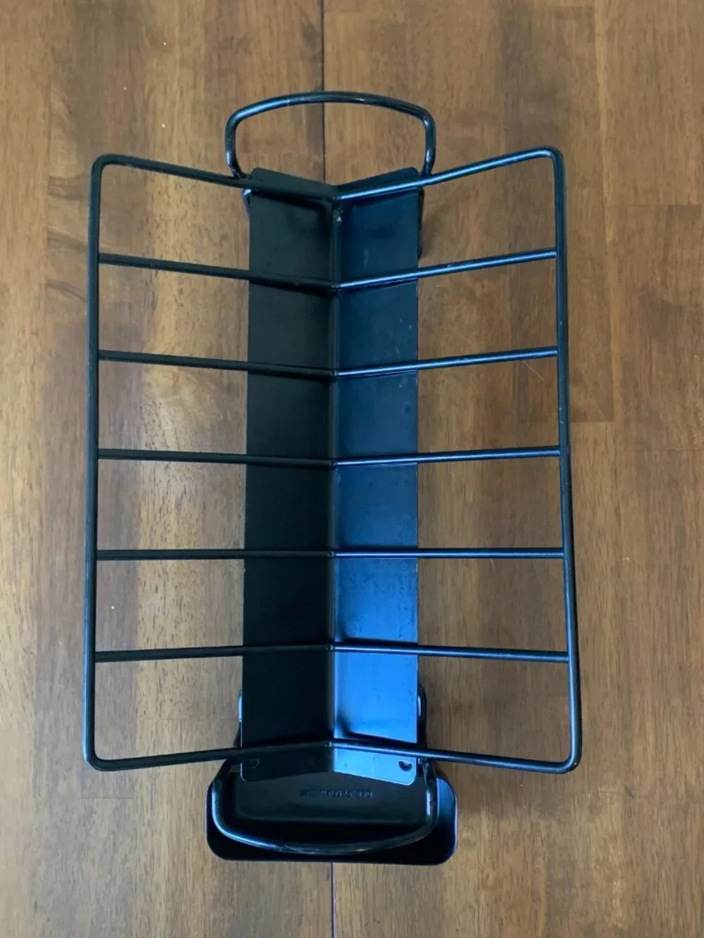 Black Metal V-Rack Roasting Stand with Removable Grease Tray – Patent D356990